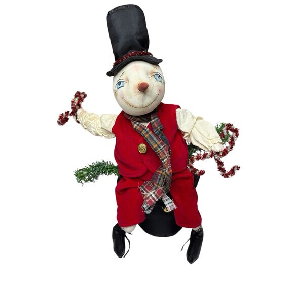Gathered Traditions Monty Snowman With Top Hat Display Shelf Sitter Joe Spencer - Picture 1 of 3
